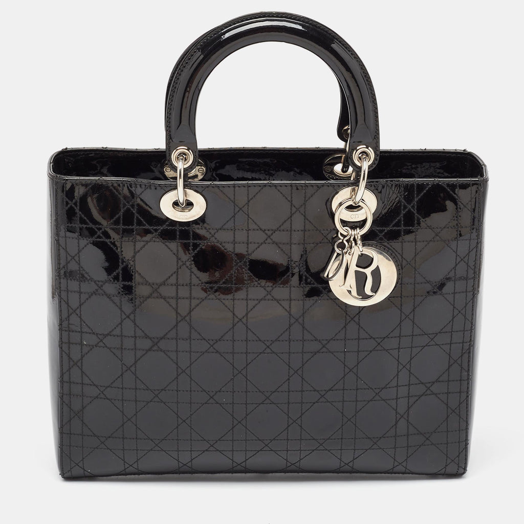 Dior  Cannage Patent Leather Large Lady Dior Tote