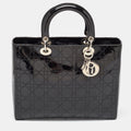Dior  Cannage Patent Leather Large Lady Dior Tote