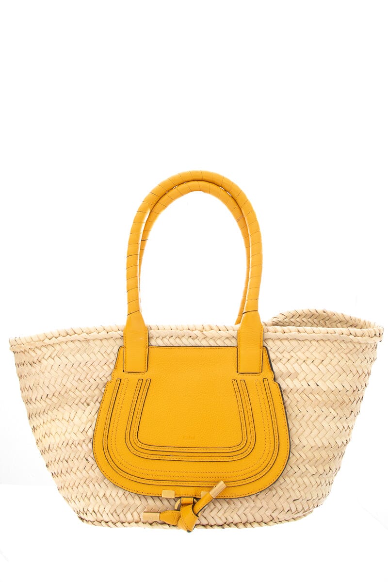 Chloe Yellow Raffia Marcie Basket Handbag