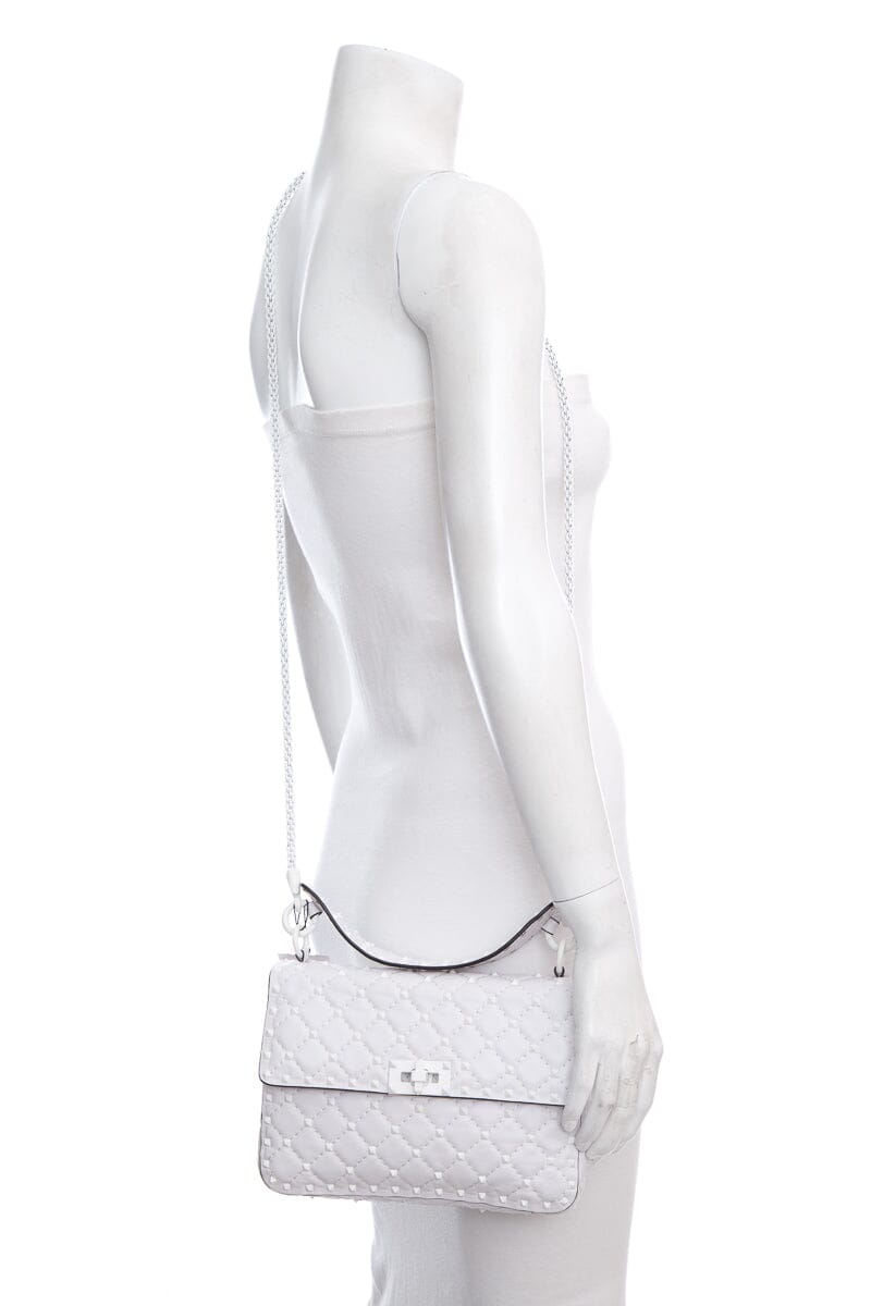Valentino White Rockstud Small Cross-Body Handbag
