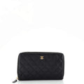 CHANEL Zip Around Organizer Wallet Quilted Caviar Large