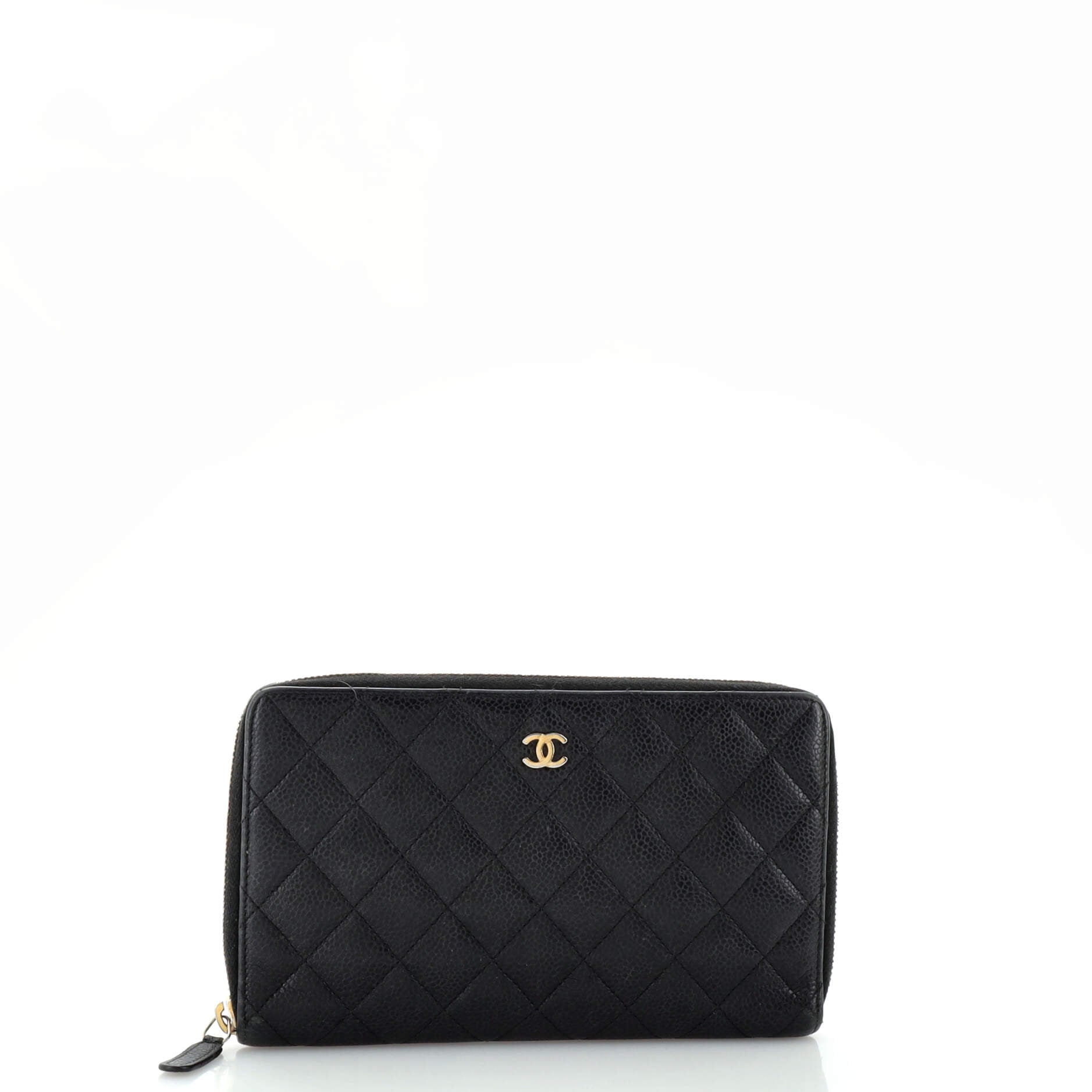 CHANEL Zip Around Organizer Wallet Quilted Caviar Large