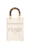 Fendi White Mini Sunshine Shopper Cross-Body