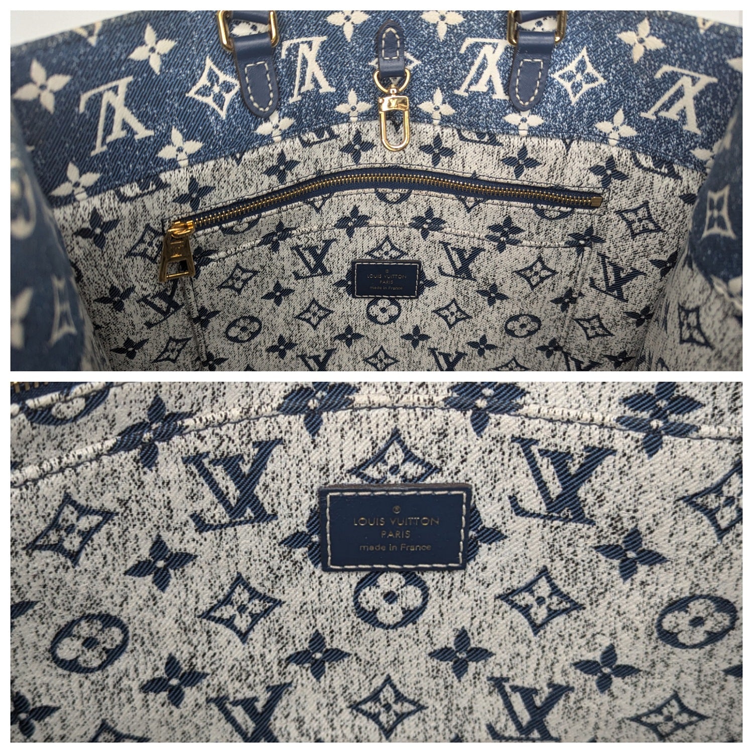 Louis Vuitton Monogram Jacquard Bleu Denim Onthego MM Tote