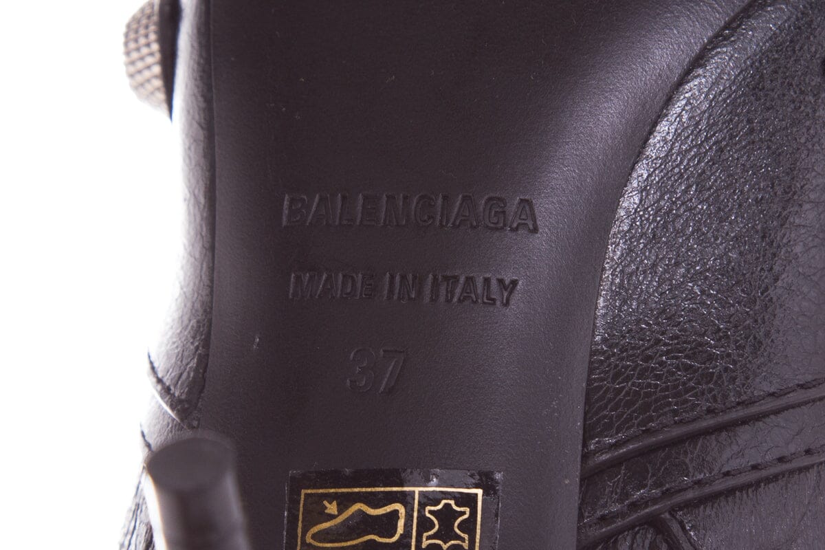 Balenciaga '22 Cagole Black Lambskin Leather Boots SZ 37