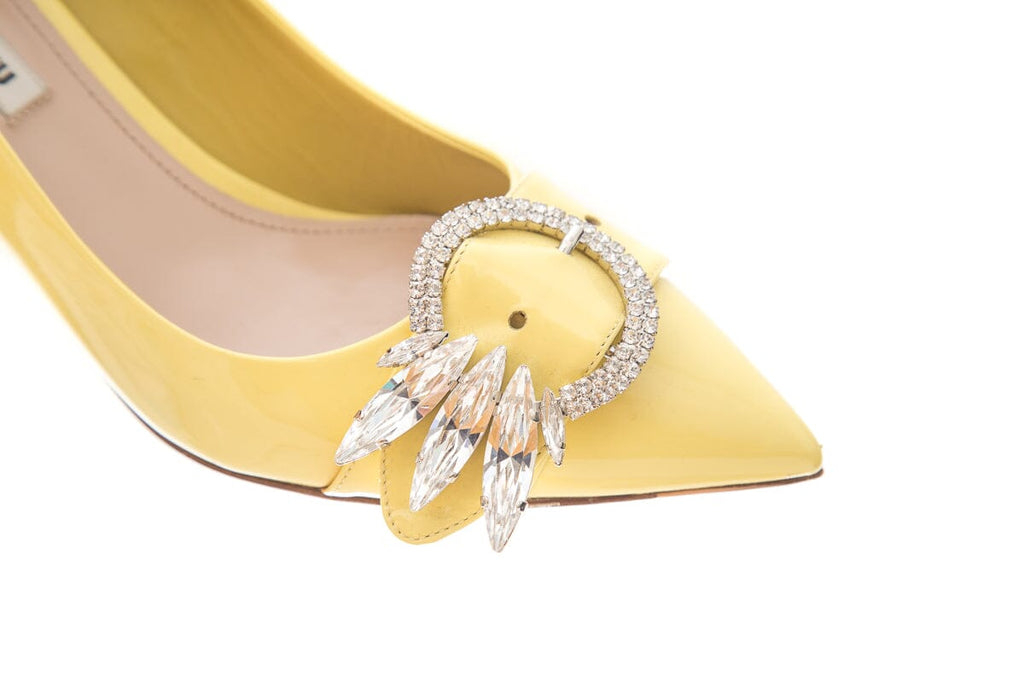 Miu Miu Yellow Patent Pointed Toe Pumps SZ 38.5