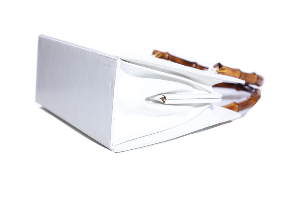 Martin Van Schaak White Bamboo Handle Handbag