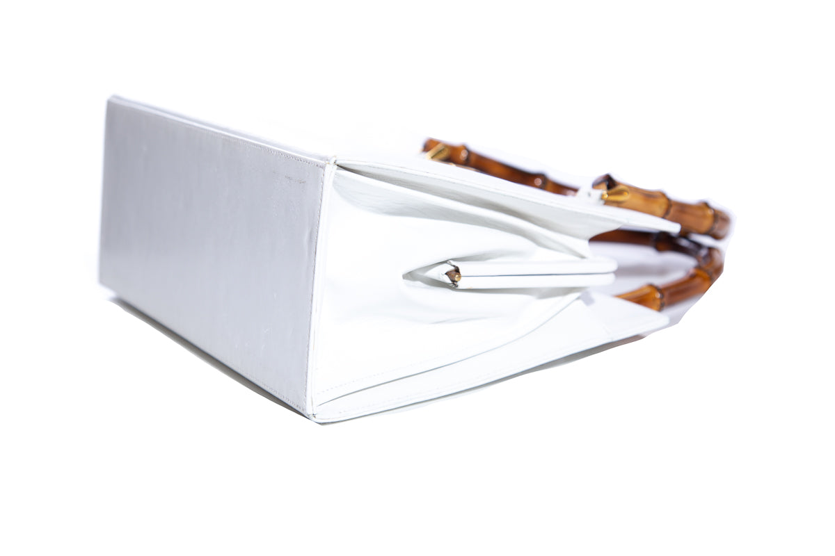 Martin Van Schaak White Bamboo Handle Handbag