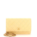 CHANEL CC Plate Wallet on Chain Quilted Lambskin