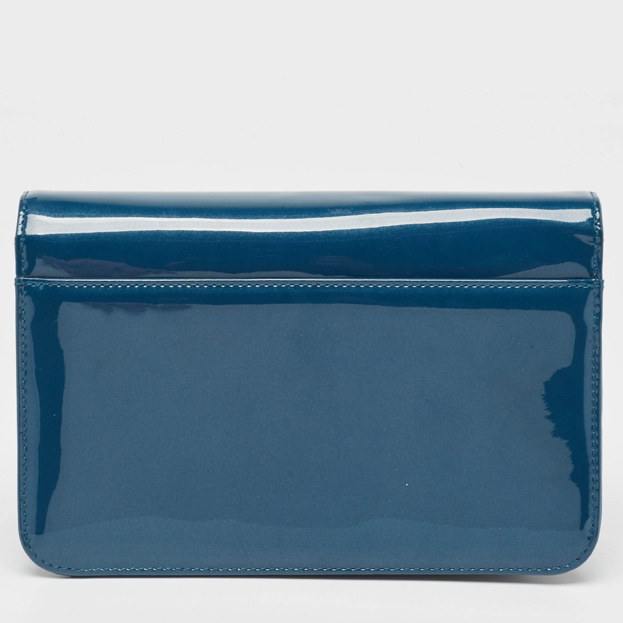 Dior Dark Blue Patent Leather Miss Dior Promenade Wallet On Chain