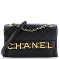 CHANEL Logo Enchained Flap Bag Quilted Calfskin Medium