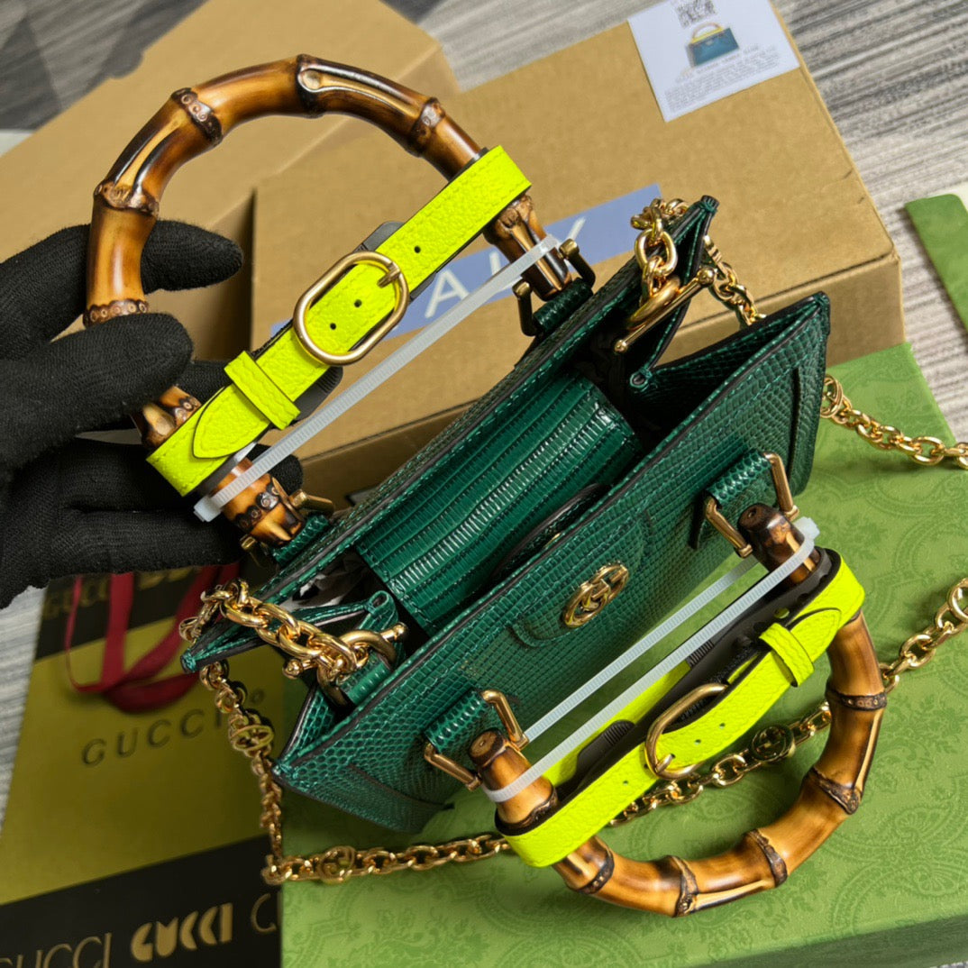 gg Lizard Mini Tote Bag Green For Women, Women’s Bags 7.9in/20cm gg