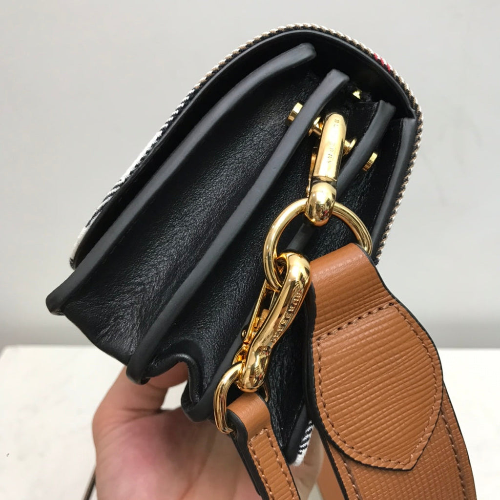 GLAMI Small Bridle House Check And Buckle Crossbody Brown For Women, Bags 7.8in/20cm