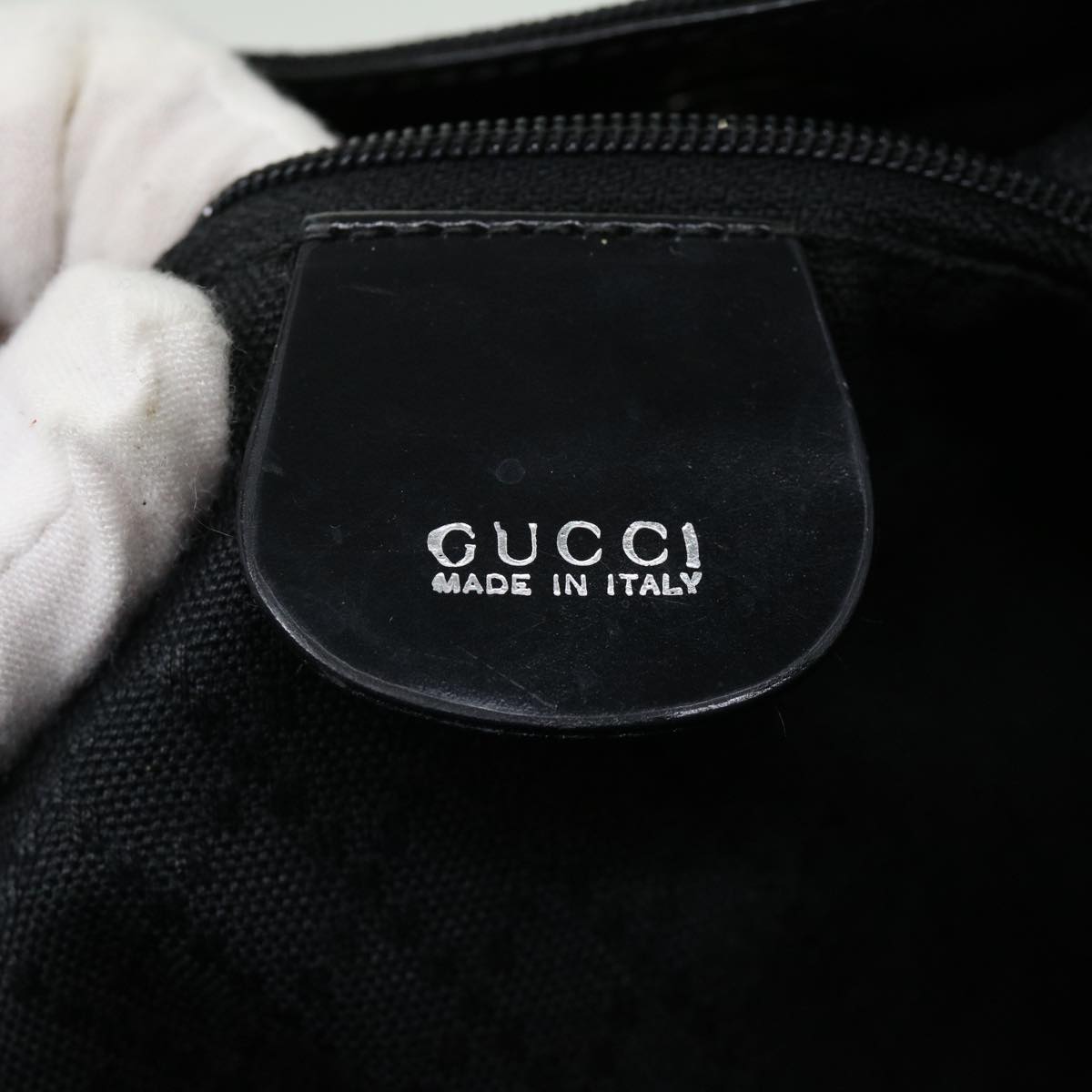 GUCCI Bamboo Hand Bag Canvas Black ac1087