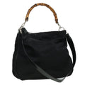 GUCCI Bamboo Hand Bag Canvas Black ac1087