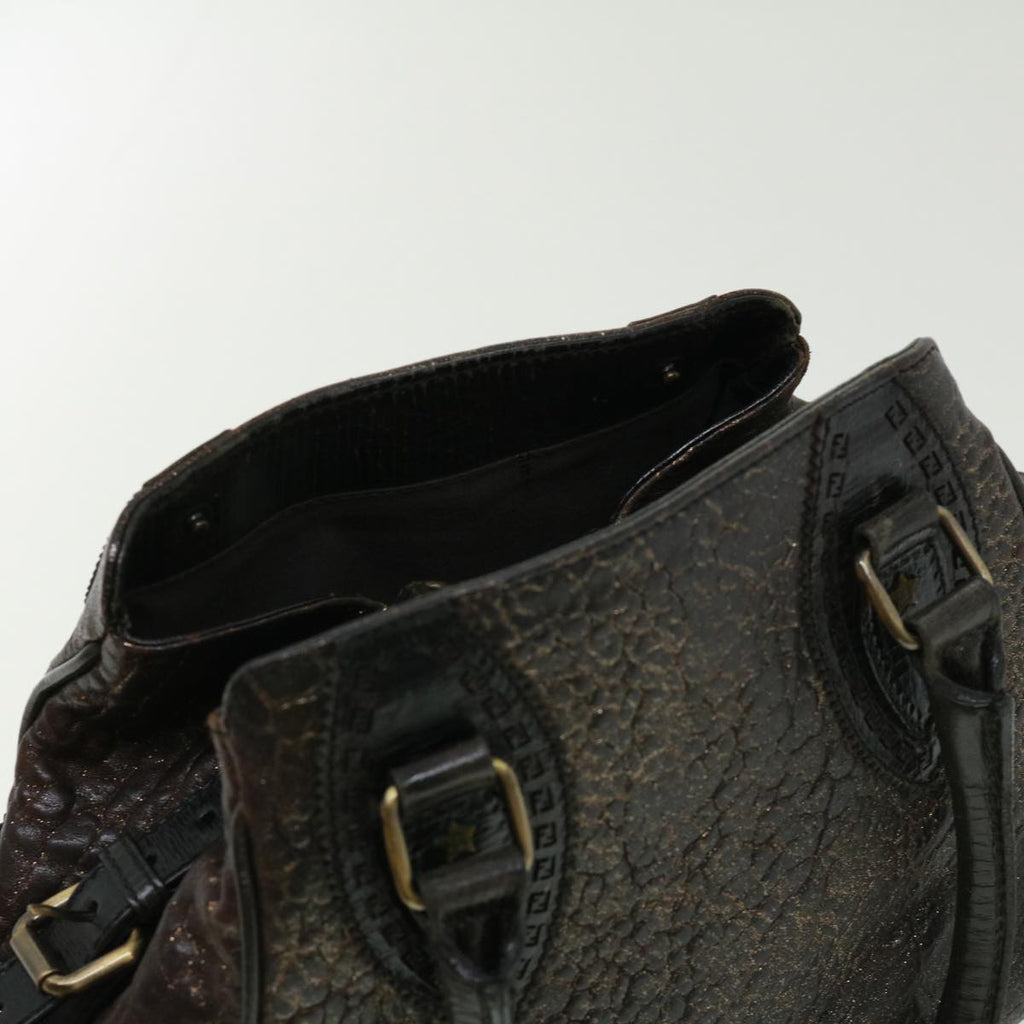 FENDI Hand Bag Leather Brown ac1144