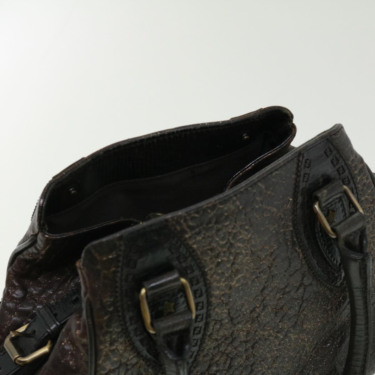 FENDI Hand Bag Leather Brown ac1144