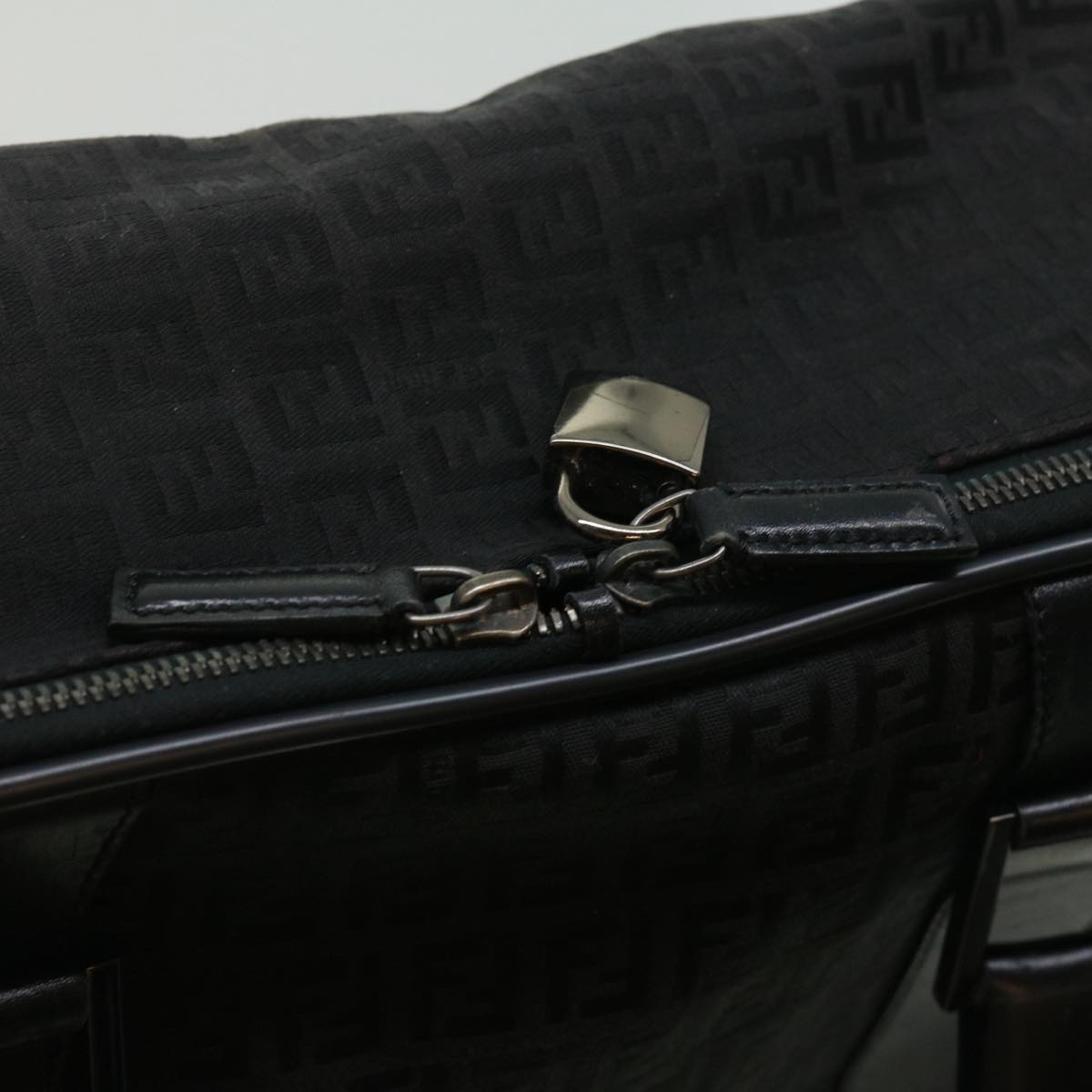 FENDI Zucchino Canvas Boston Bag Black ac1172