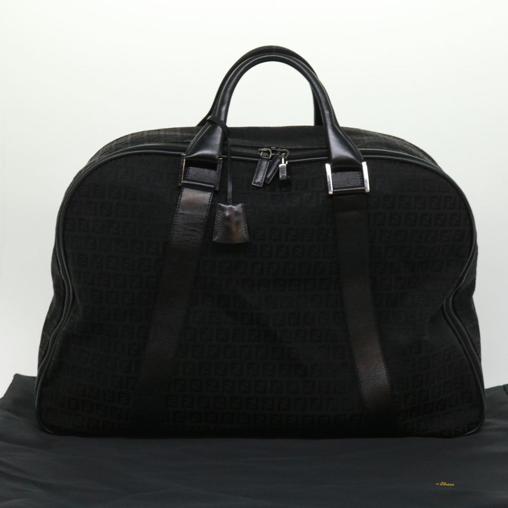 FENDI Zucchino Canvas Boston Bag Black ac1172