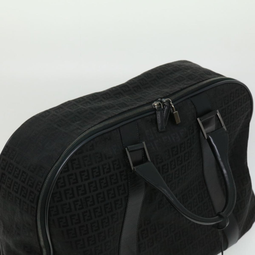 FENDI Zucchino Canvas Boston Bag Black ac1172