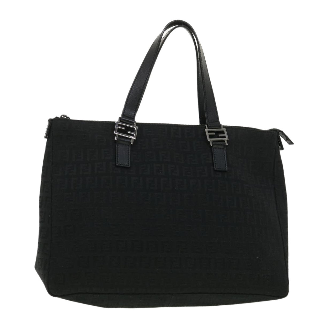 FENDI Zucchino Canvas Hand Bag Black ac1348