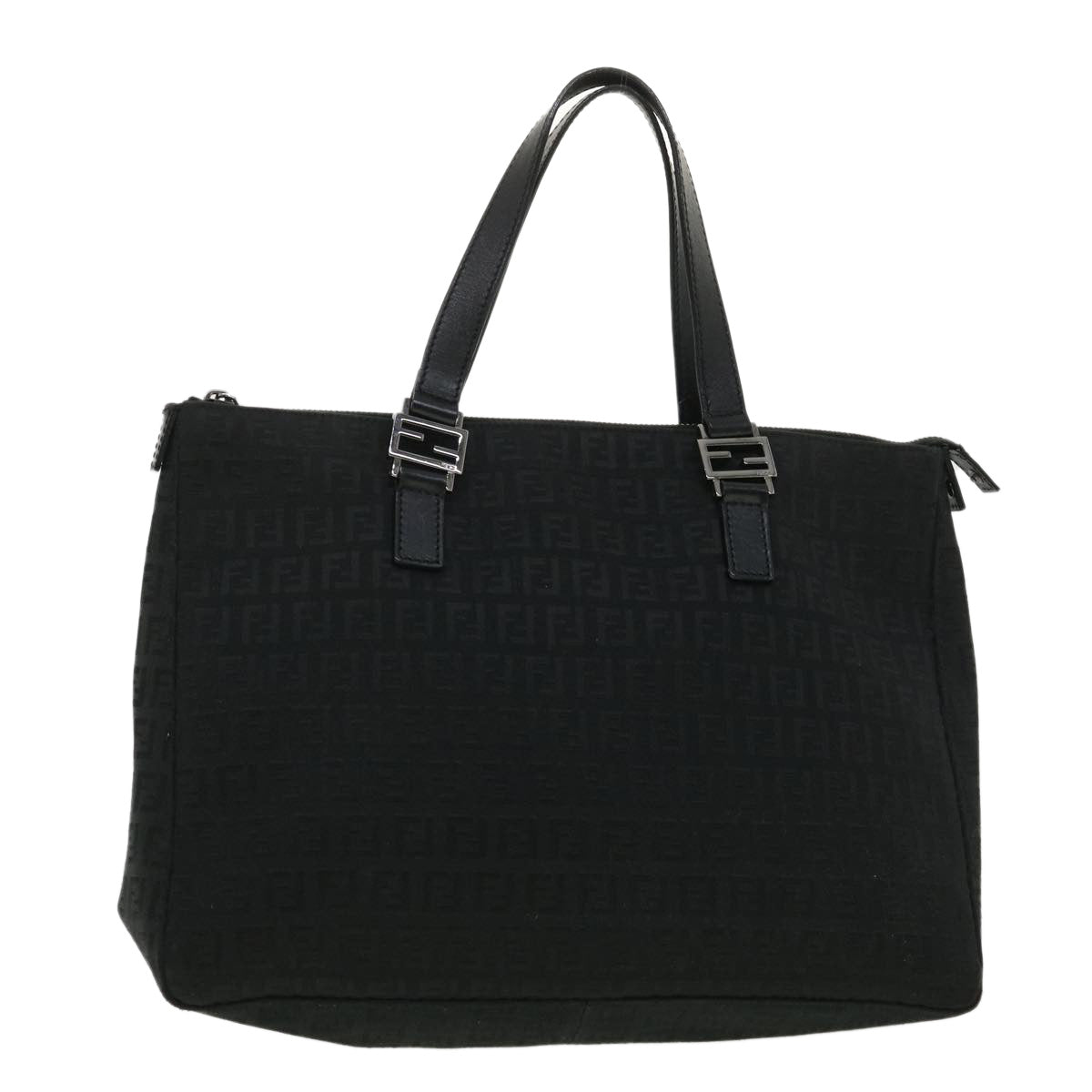 FENDI Zucchino Canvas Hand Bag Black ac1348