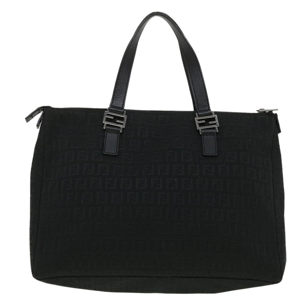 FENDI Zucchino Canvas Hand Bag Black ac1348