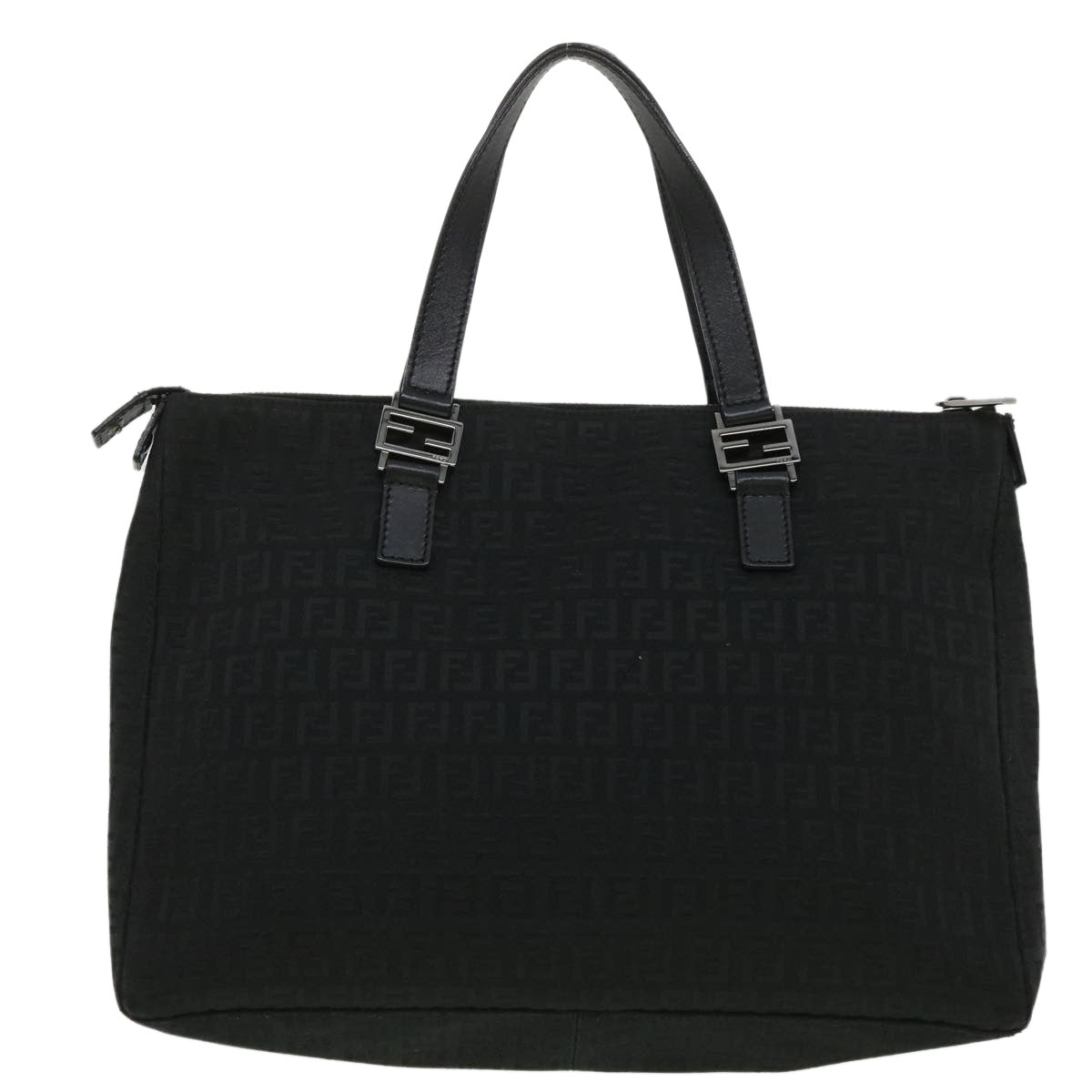 FENDI Zucchino Canvas Hand Bag Black ac1348
