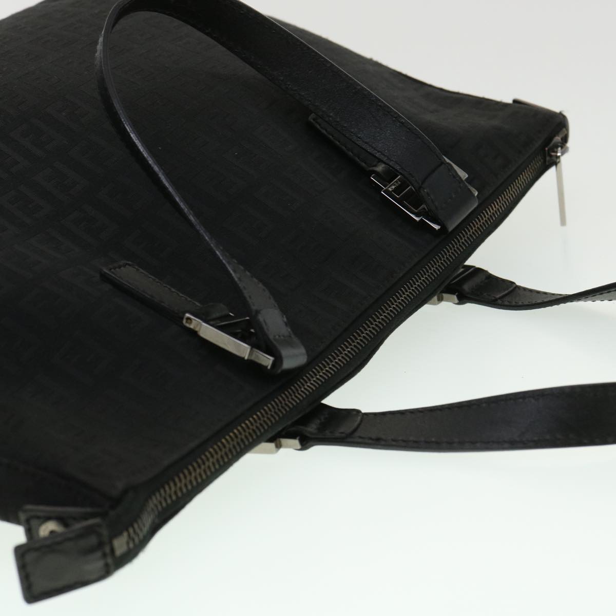 FENDI Zucchino Canvas Hand Bag Black ac1348