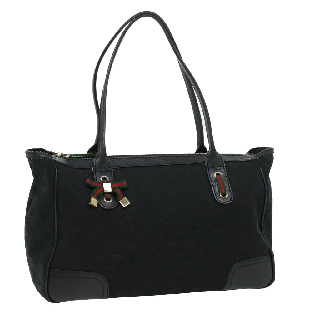 GUCCI GG Canvas Web Sherry Line Shoulder Bag Black Red Green ac1354