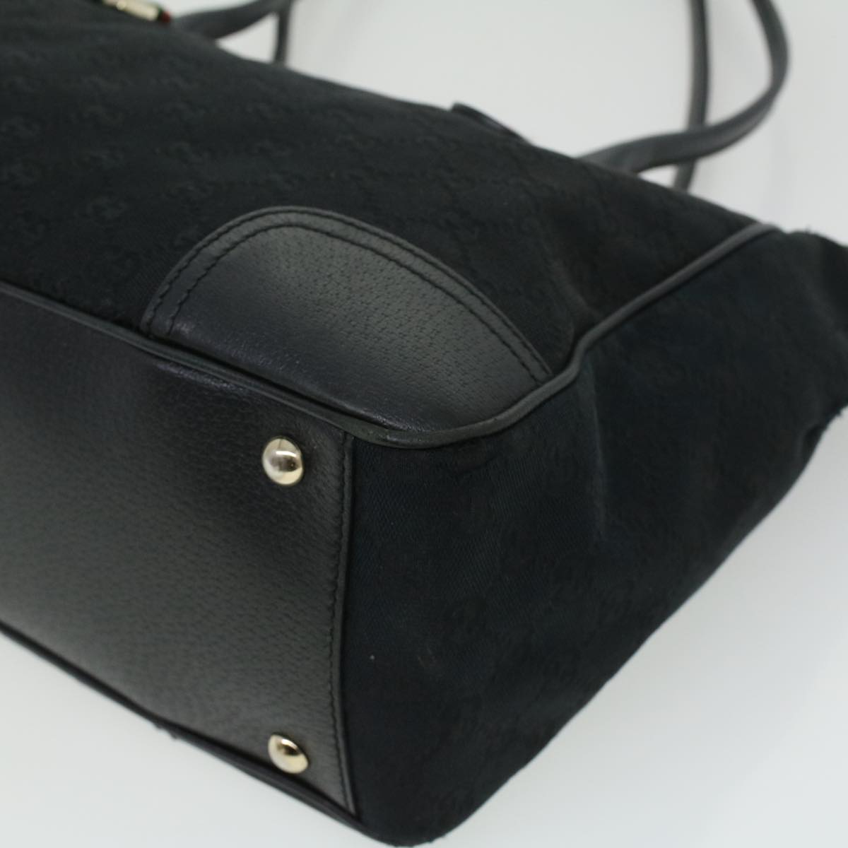 GUCCI GG Canvas Web Sherry Line Shoulder Bag Black Red Green ac1354