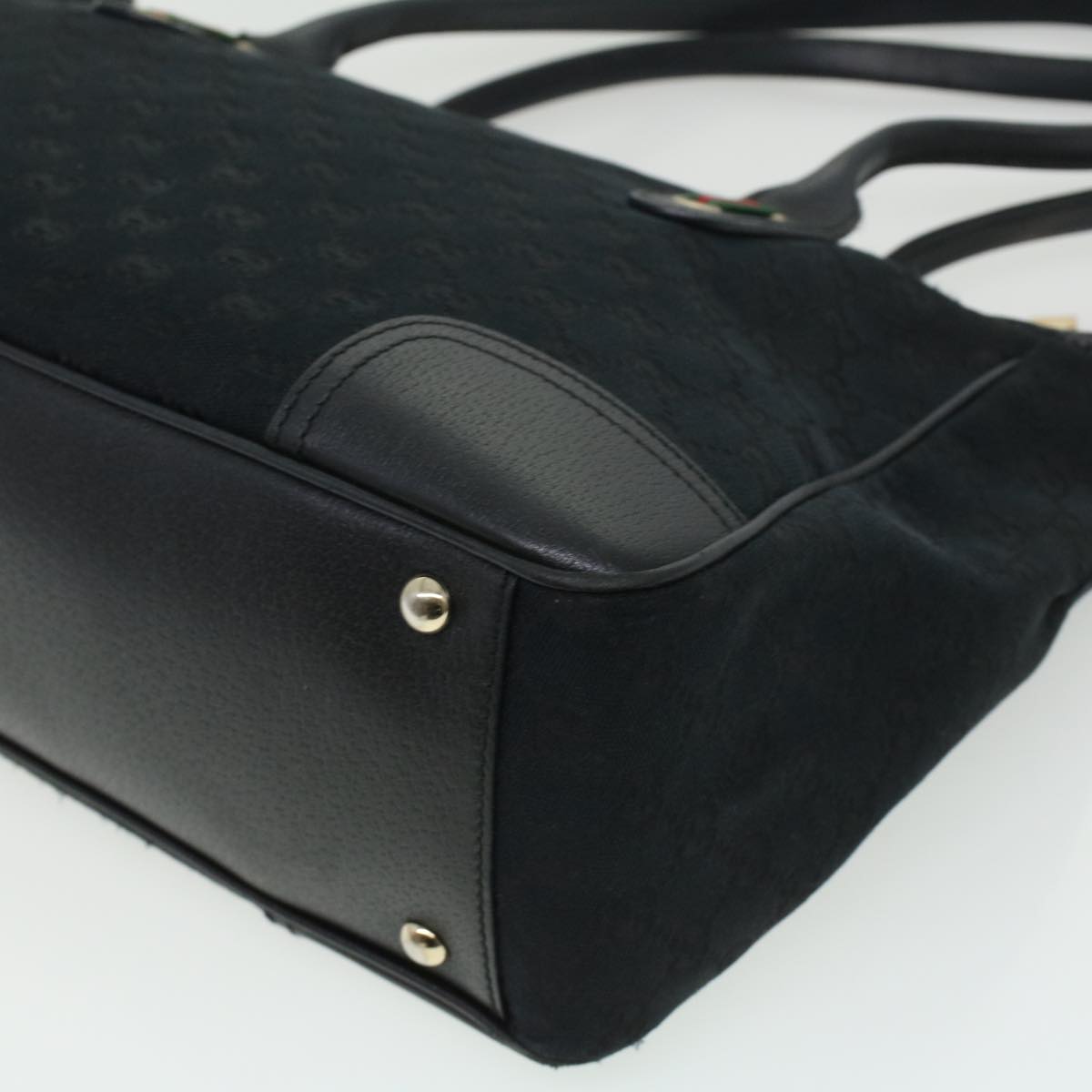 GUCCI GG Canvas Web Sherry Line Shoulder Bag Black Red Green ac1354