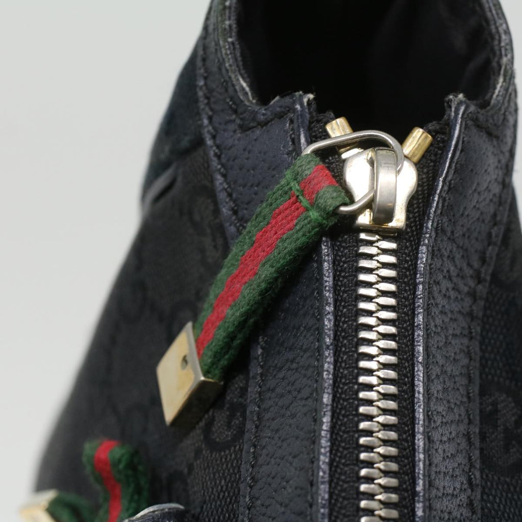 GUCCI GG Canvas Web Sherry Line Shoulder Bag Black Red Green ac1354