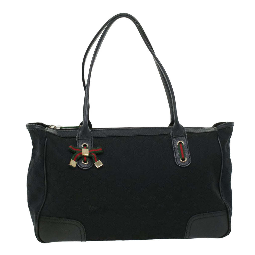 GUCCI GG Canvas Web Sherry Line Shoulder Bag Black Red Green ac1354