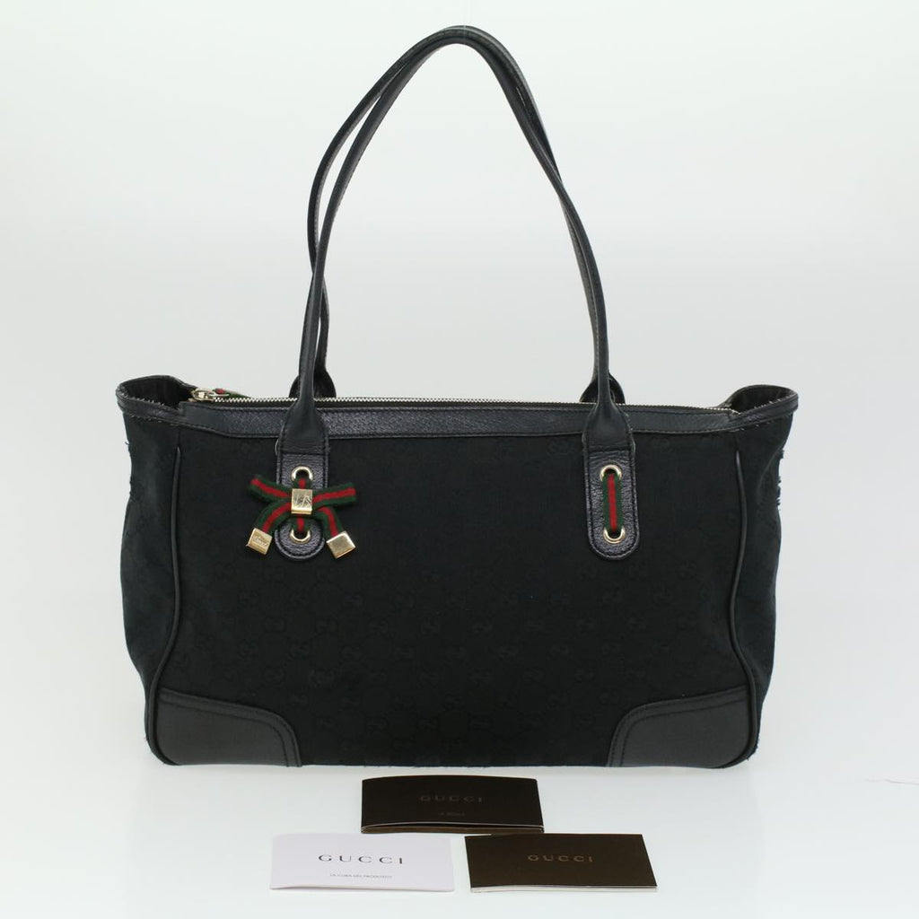 GUCCI GG Canvas Web Sherry Line Shoulder Bag Black Red Green ac1354