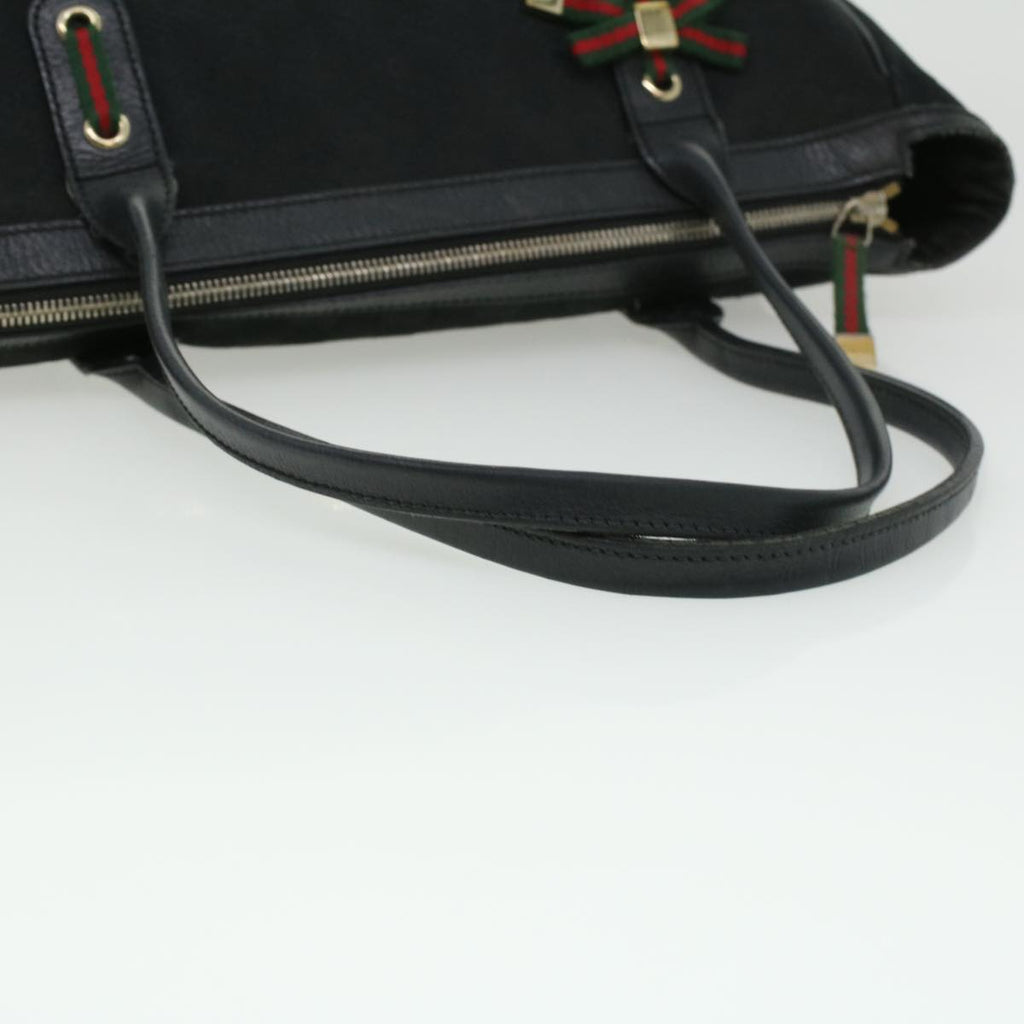 GUCCI GG Canvas Web Sherry Line Shoulder Bag Black Red Green ac1354