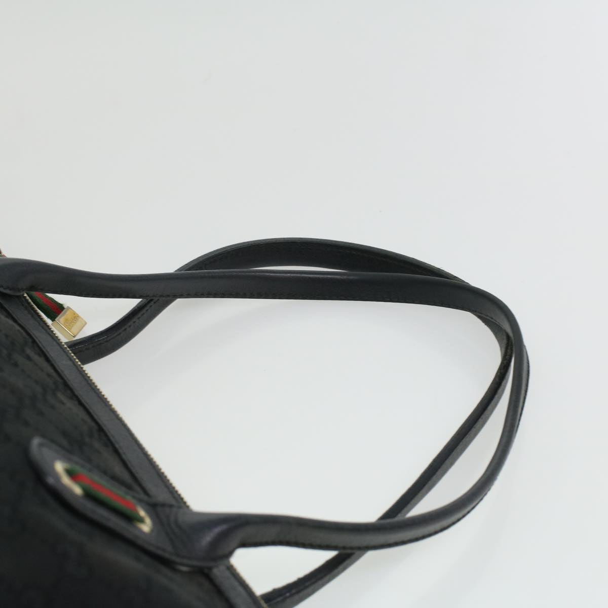 GUCCI GG Canvas Web Sherry Line Shoulder Bag Black Red Green ac1354