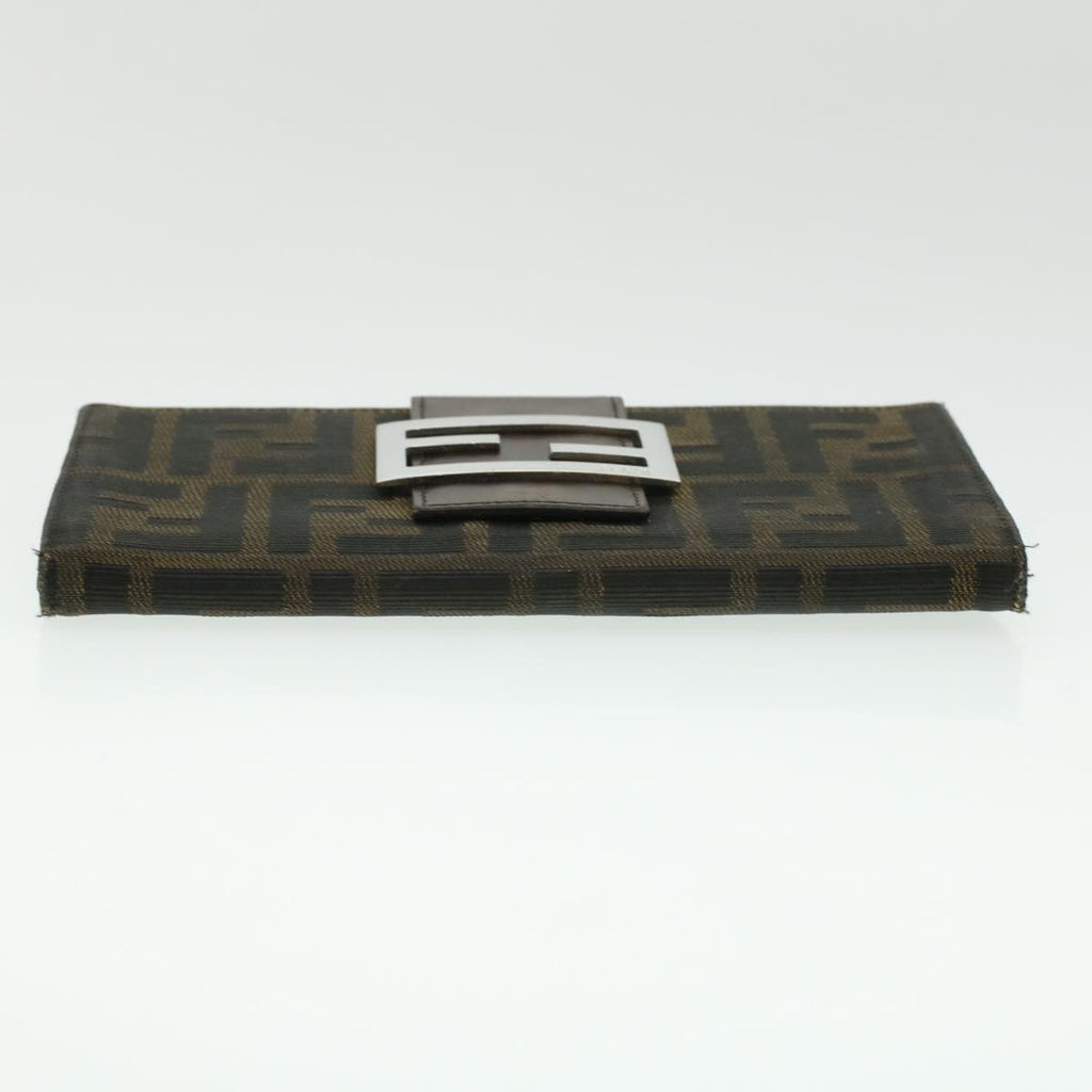 FENDI Zucca Canvas Long Wallet Brown Black ac1385