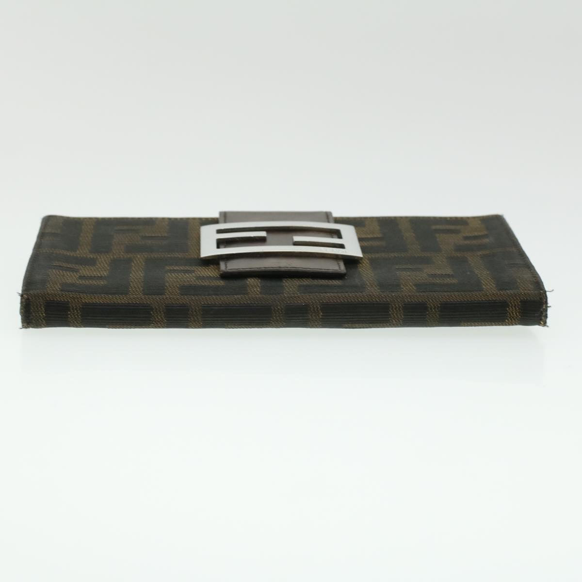 FENDI Zucca Canvas Long Wallet Brown Black ac1385