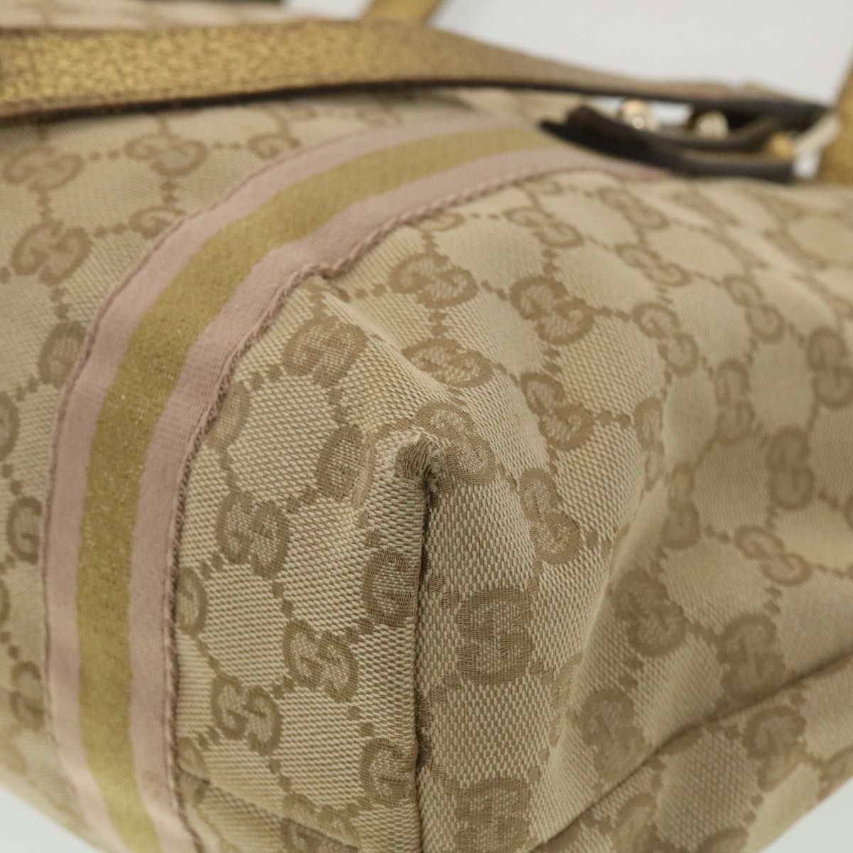 GUCCI GG Canvas Tote Bag Beige Gold 137396 ac1626