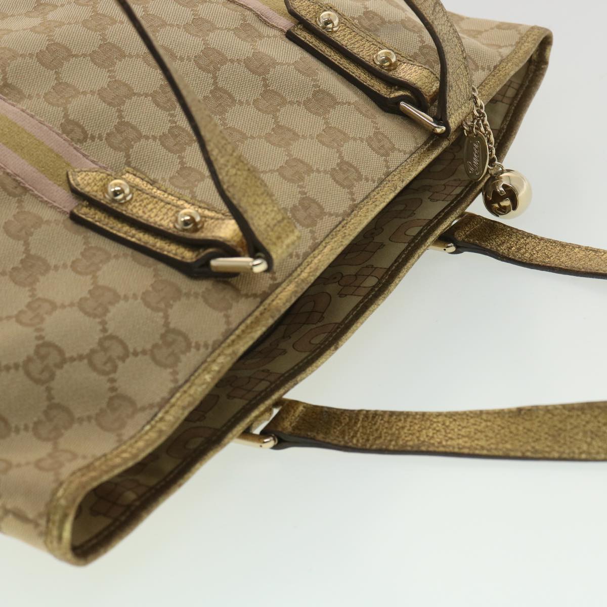GUCCI GG Canvas Tote Bag Beige Gold 137396 ac1626