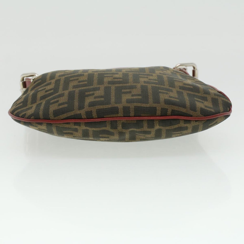 FENDI Zucca Canvas Shoulder Bag Brown Black ac1729
