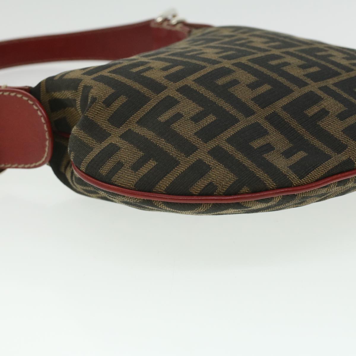 FENDI Zucca Canvas Shoulder Bag Brown Black ac1729