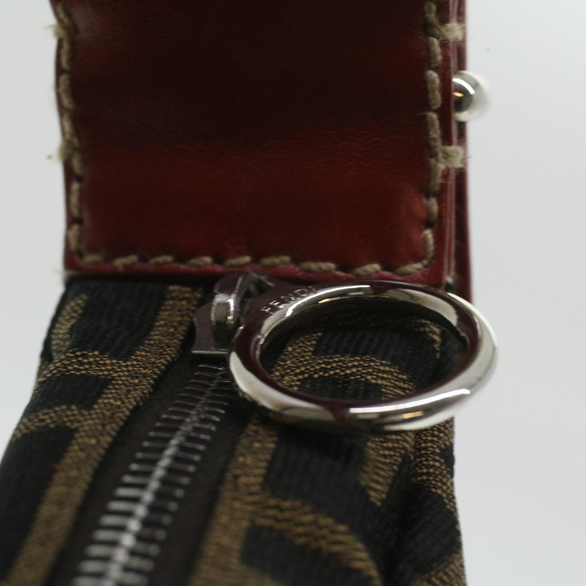 FENDI Zucca Canvas Shoulder Bag Brown Black ac1729