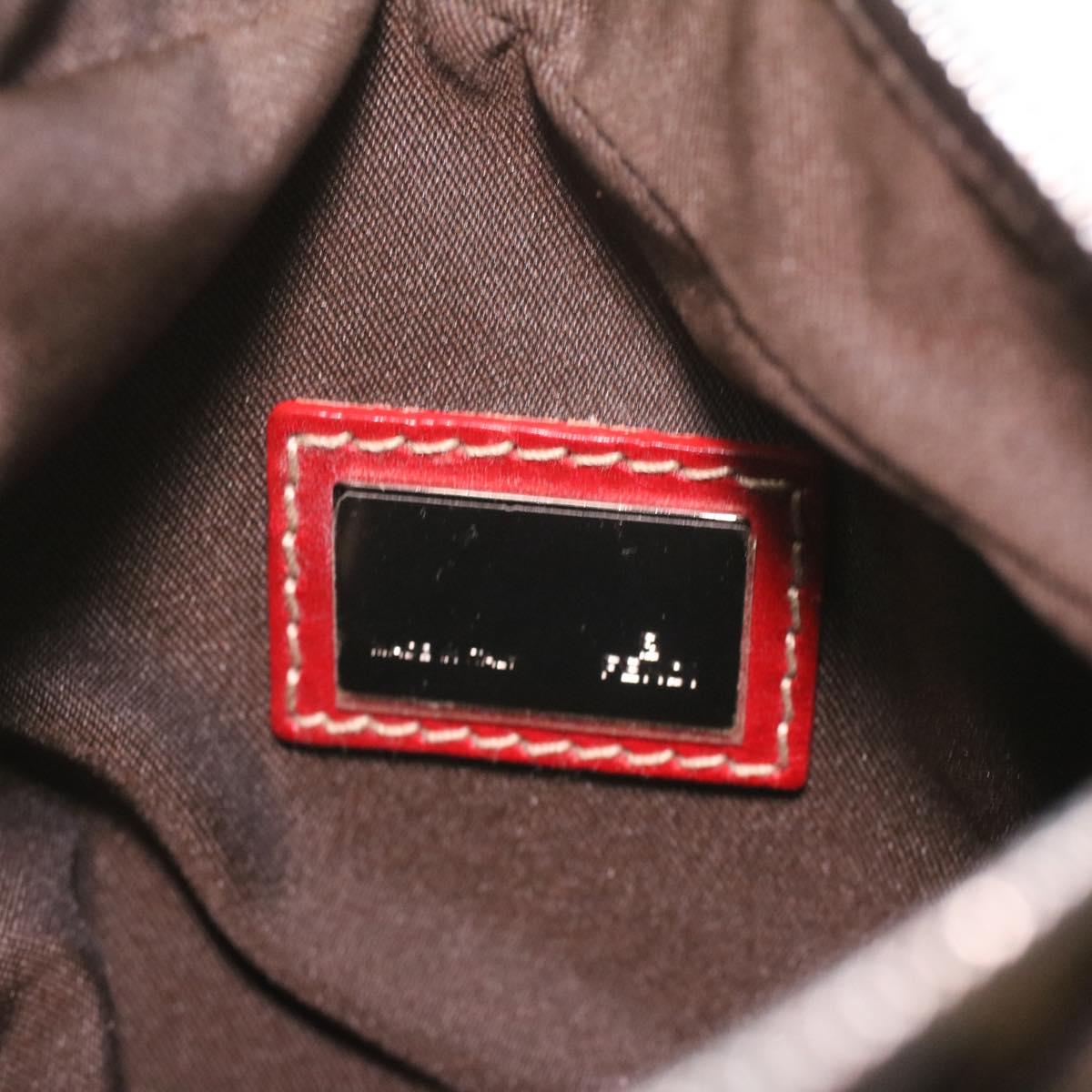 FENDI Zucca Canvas Shoulder Bag Brown Black ac1729