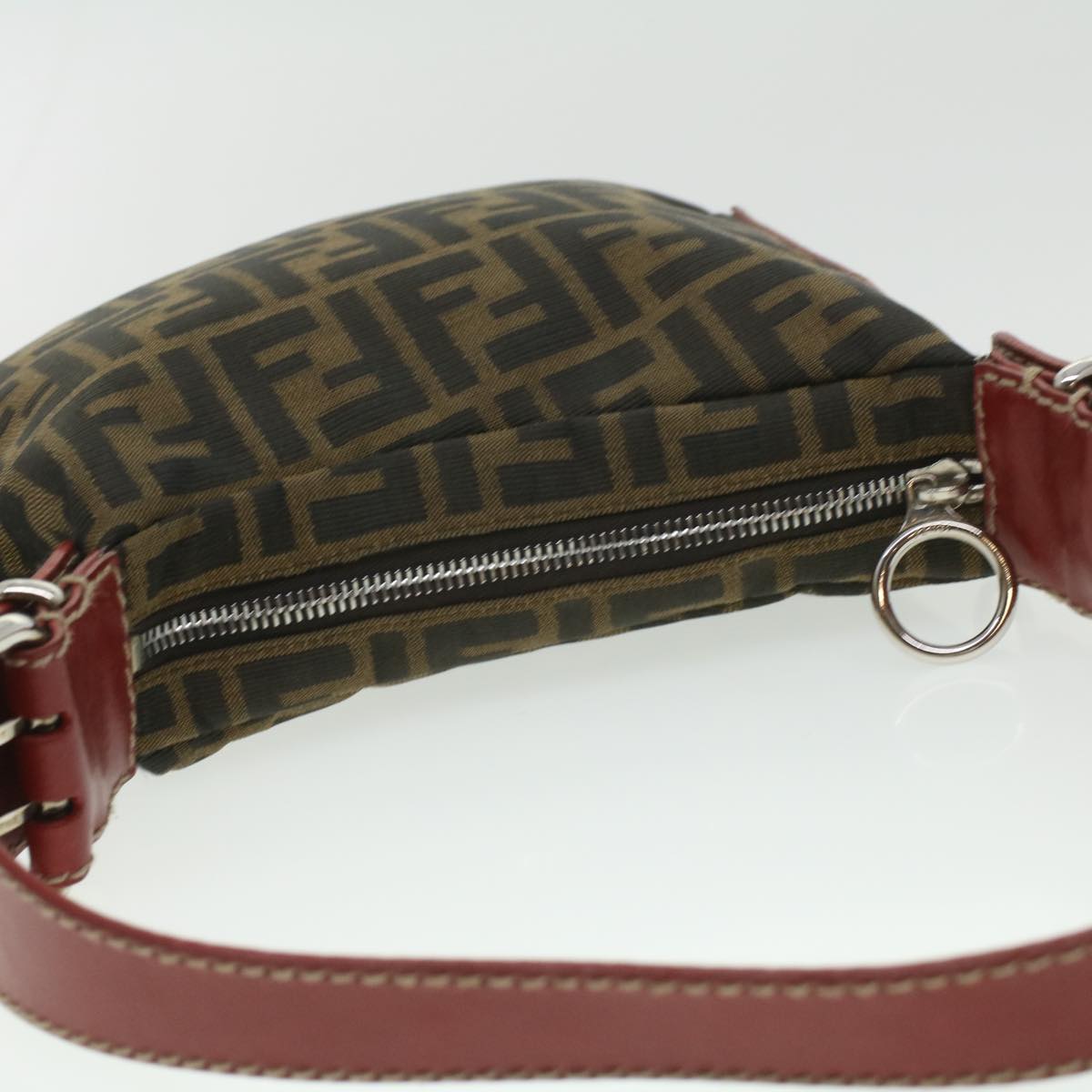 FENDI Zucca Canvas Shoulder Bag Brown Black ac1729