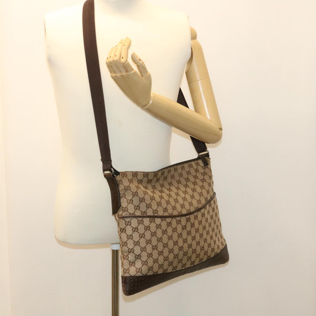 GUCCI GG Canvas Shoulder Bag Canvas Beige Brown 145856 ac1754
