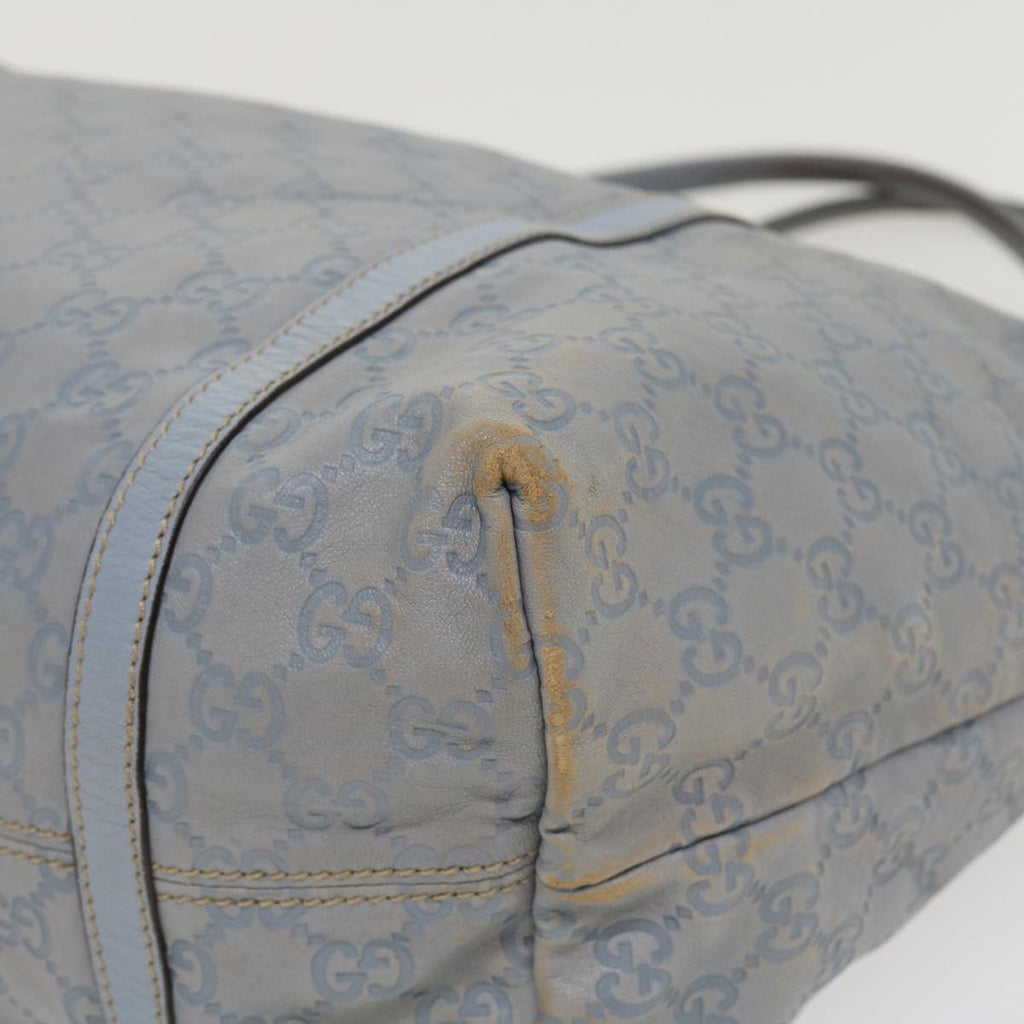 GUCCI GG Canvas Shoulder Bag Leather Light Blue 197953 ac1765