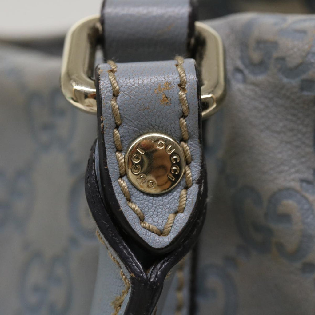 GUCCI GG Canvas Shoulder Bag Leather Light Blue 197953 ac1765