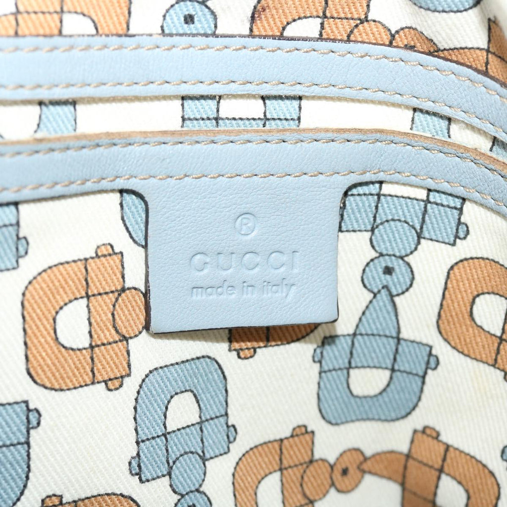 GUCCI GG Canvas Shoulder Bag Leather Light Blue 197953 ac1765